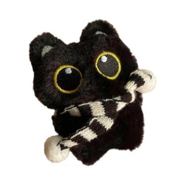 Imagem de Brinquedo De Pelúcia Gato Preto Kawaii, Almofada Pequena E Aconchegant