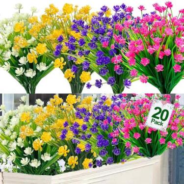 Imagem de Flores artificiais TURNMEON para decoração de exteriores x20