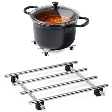 Imagem de LÃMPLIG Trivet, suporte de panela, 7 x 7 polegadas, conjunto de 2 de aço inoxidável