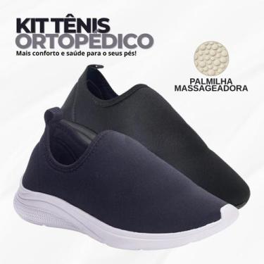 Imagem de Kit 2 Pares Tênis Feminino Casual Confortável Leve Macio Ortopédico Di