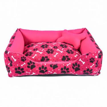 Imagem de Cama para Cachorro ou Gato Tamanho Médio 60x55cm + Ossinho Pink - Lh E