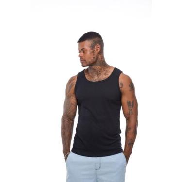 Imagem de Regata Masculina Canelada Modelo Americano Algodão Bege Preto Branco -