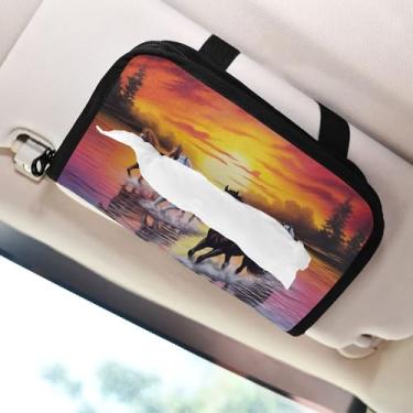 Imagem de SEHANY Suporte de lenços de carro Majestic Horse, caixa de lenços para carro, viseira solar, porta-guardanapos retangular, dispensador de máscara de carro, caixa de lenços de papel para automóveis