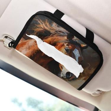 Imagem de SEHANY Suporte de lenços de carro Majestic Horse, caixa de lenços para carro, viseira solar, porta-guardanapos retangular, dispensador de máscara de carro, caixa de lenços de papel para automóveis