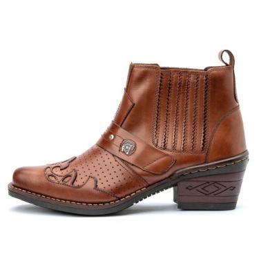 Imagem de Bota Texana Butina Country Masculino Couro Legitimo Elástico - RM, Whi