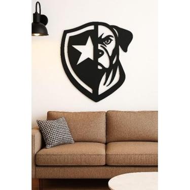Imagem de Escudo Decorativo de Parede Botafogo em MDF, Preto, 45x40cm, Corte a Laser, Tema Futebol, Estilo Moderno