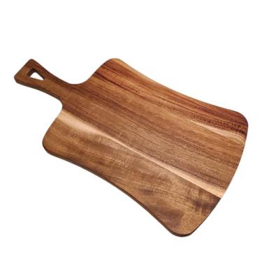 Imagem de 1 Tábua de corte de madeira de acácia de 35,5 cm x 21,6 cm com alça, bandeja de servir de madeira, pá de charcutaria, tábua versátil para servir carne, queijo, legumes, pão e frutas