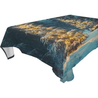 Imagem de Blueangle Linda toalha de mesa para árvores de Natal – Toalha de mesa retangular de poliéster impermeável e resistente a manchas para ambientes internos e externos, 152 x 274 cm (6)