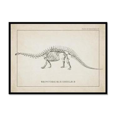 Imagem de Arte de parede de esqueleto de dinossauro vintage, paleontologia, pôsteres em tela, fósseis de dinossauro, impressões artísticas, esboços, fotos, decoração de quarto de menino (SKU12,8 x 30,5 cm = (20