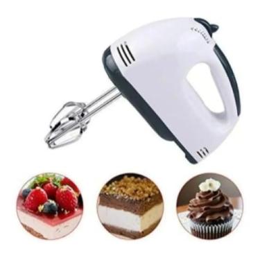 Imagem de Mini Batedeira Elétrica de Mão Portátil 7 Velocidades | Batedor de Bolo e Claras em Neve 110V | Misturador de Massas Leves e Doces Ergonômico | Potente e Compacta para Cozinha