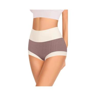 Imagem de Calcinhas De Algodão Femininas De Cintura Alta 4 Peças Confortáveis E 