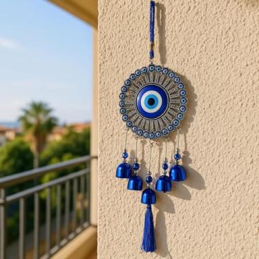 Imagem de Mix Magic MART 5 sino olho turco sinos de vento para decoração de casa - ornamentos de decoração pendurados para varanda de casa e energia positiva com som de melodia (clássico)