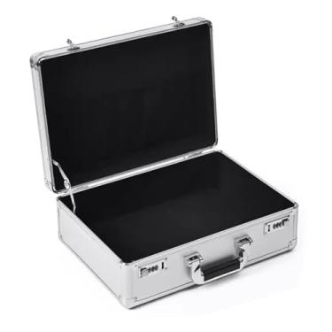 Imagem de Caixa de armazenamento de liga de alumínio de grande capacidade - organizador versátil para documentos, relógios, joias e acessórios - interior macio - estojo de viagem elegante para bagagem e