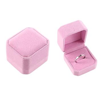 Imagem de Caixa de exibição quadrada de veludo para brinco, caixa organizadora de armazenamento, caixa de embalagem de presente, portátil, viagem, casamento (rosa)