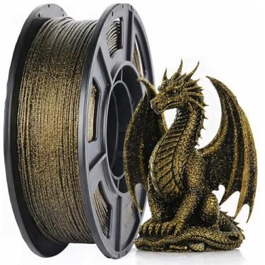 Imagem de Filamento para impressora 3D Galáxia Filamento PLA 1,75 mm Filajoy3D Filamento de impressão 3D Glitter dourado