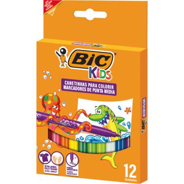 Imagem de Canetinha BIC Hidrográfica Kids 12 Cores Ultra Lavável