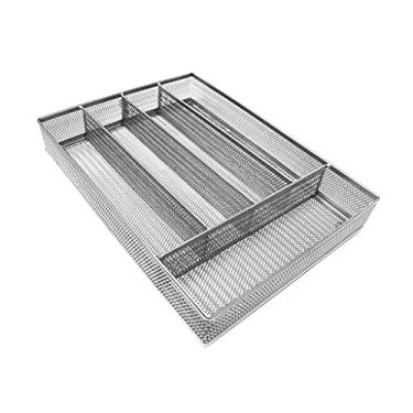 Imagem de Prateleira de armazenamento de talheres grande capacidade antiderrapante bandeja de talheres gaveta moderna utensílios de cozinha compartimento de armazenamento (cor: preto) (prata) (prata)