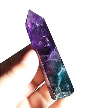 Imagem de Torre de pedra de cristal de varinha de fluorita arco-íris com ponto de fluorita natural (tamanho: 8-9 cm)