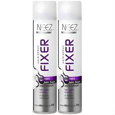 Imagem de Kit 2 Spray Fixador De Cabelo Profissional Neez Laque Fixação Forte Ja