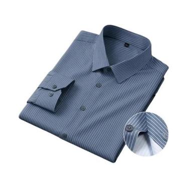 Imagem de Camisa Masculina De Manga Longa Xadrez E Listrada Macia, Sem Necessida