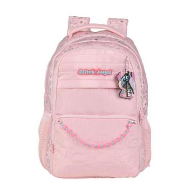 Imagem de Mochila Escolar Feminina Stitch & Angel Rosa Claro - Disney, Rosa, U