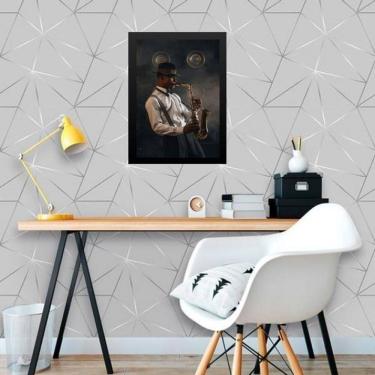 Imagem de Quadro Músico Saxofone - Jazz 45X34Cm - Com Vidro