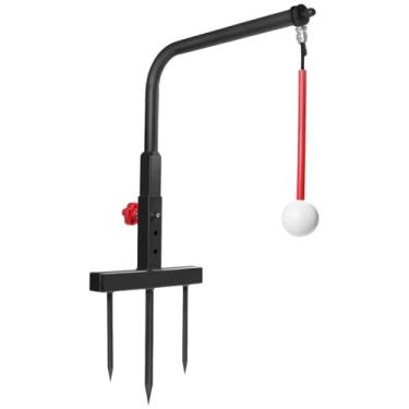 Imagem de LUMINFLY Auxiliar de treinamento de golfe vermelho, treinador de balanço ajustável em altura com tripé de armação de ferro, ideal para jovens atletas e jovens, acessórios de golfe ao ar livre