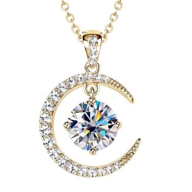 Imagem de Colar feminino com pingente de sol e lua celestial banhado a ouro 14K, joia delicada astrologia sol e lua com zircônia cúbica 5A, presente de aniversário de galáxia mística para ela, Standard, Metal