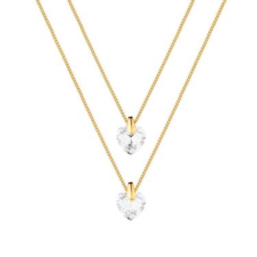 Imagem de Colar Dourado Duplo De Coração Em Cristal