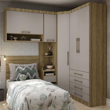 Imagem de Quarto de Canto Solteiro com Guarda Roupas Cabeceira Paris Luciane Moveis