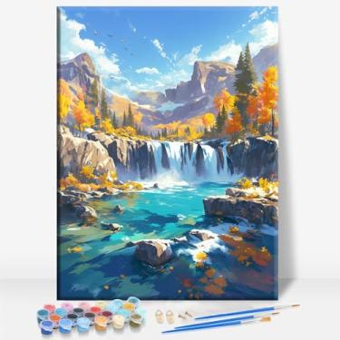 Imagem de HUINORYA Devils DEN State Park Arkansas Tela emoldurada DIY Kit de pintura por números bar café caverna sala de casa parede banheiro varanda pátio decoração presente, 40,6 x 30,5 cm