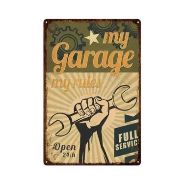 Imagem de Placa De Metal Vintage Gulf Gasoline: Decoração De Parede Para Garagem