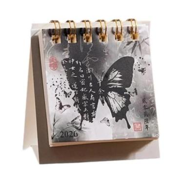 Imagem de Mini Calendário De Mesa 2026 Simples Criativo Com Espiral, Pequena Dec