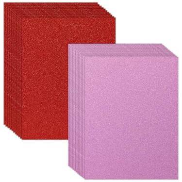 Imagem de 120 folhas de papel cartolina com glitter, 21 x 28, papel grosso colorido vermelho e rosa para festa de aniversário, artesanato e convites (glitter vermelho e rosa)