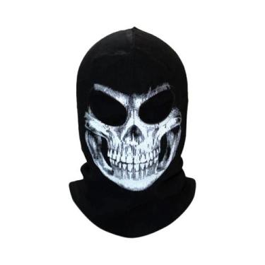 Imagem de Balaclava De Rosto Inteiro 100% Algodão Com Estampa De Caveira, Máscar