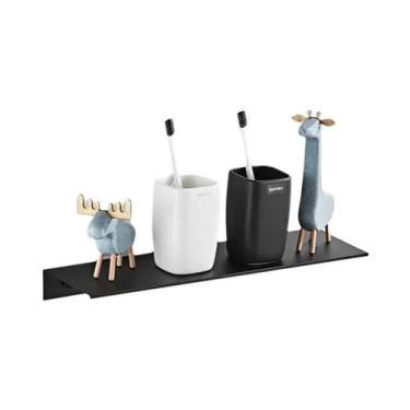 Imagem de Prateleira De Armazenamento Moderna Em Ouro Escovado Preto E Branco Pa