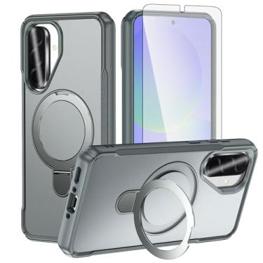 Imagem de Capa de celular para Samsung Galaxy A35/A55 5G capa magnética com protetor de tela de vidro temperado e suporte híbrido protetor à prova de choque anel rígido A 35 55 35A 55A A355G A555G feminino