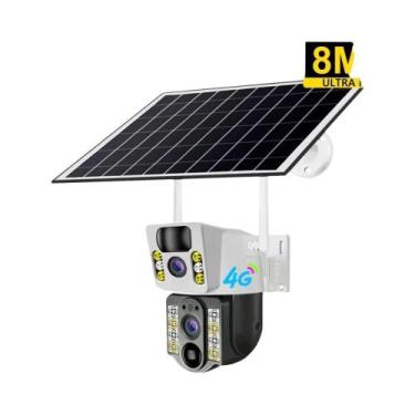 Imagem de Câmera Solar Sem Fio 4K 8MP Com Lente Dupla, Sim 4G, Wifi Externa, Vis