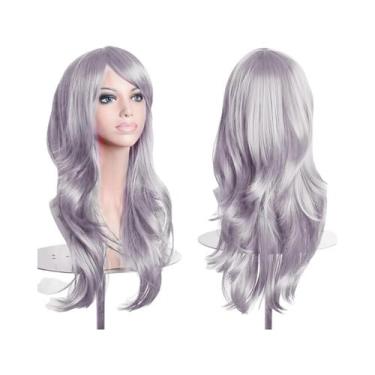 Imagem de Peruca Sintética Ondulada Rosa Roxa De 70 Cm De Comprimento Para Mulhe