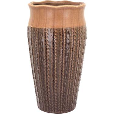 Imagem de Vaso Decorativo Enfeite Casa Cerâmica 27x14x14cm Marrom