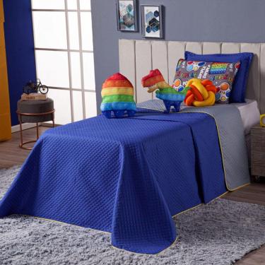 Imagem de Cobre Leito Pop It Azul Dupla Face Almofadas Solteiro 6 Peça