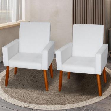 Imagem de Kit 2 Poltronas Decorativas Mel Material Sintético Branco Dal Poz Estofados