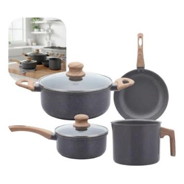 Imagem de Jogo De Panelas Cerâmico Triplo Indução Tuut Ecoglide 4 Peças Cor Grap