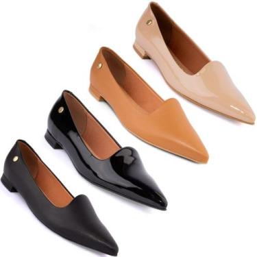 Imagem de Sapatilha Vizzano Feminina Bico Fino Casual Original 1206, Bege verniz