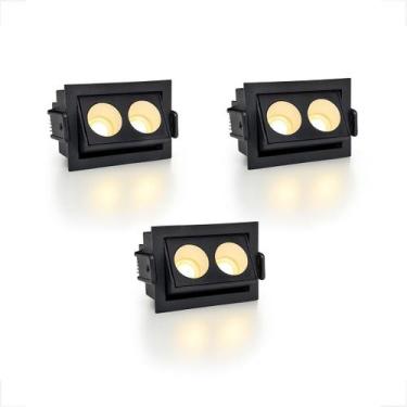 Imagem de 3 Spot Mini Downlight Duplo Led Embutir Direcionável Bet95 - Acende a 