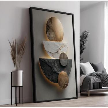 Imagem de Quadro Decorativo com Moldura Caixa Pedras Equilibrio para parede Sala