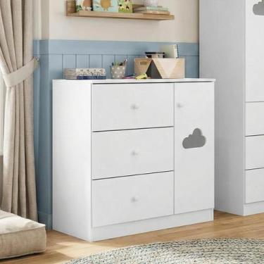 Imagem de Cômoda Infantil 100% MDF 3 Gavetas e 1 Porta Ane Branco - Phoenix Baby