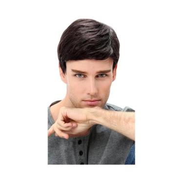 Imagem de Peruca Sintética Preta Masculina Curta Para Homens - Peruca Completa P