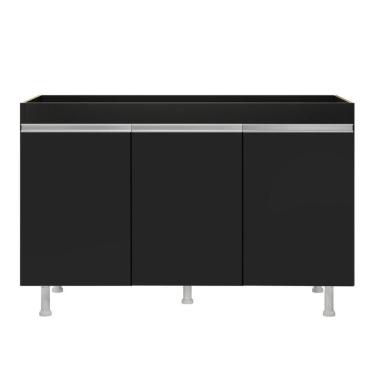 Imagem de Balcão Buffet Gabinete De Cozinha Lux 119cm 100% Mdf Sem Tampo 03 Portas Preto - Desk Design