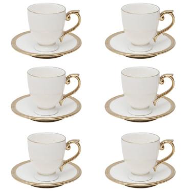 Imagem de Conjunto 06 Xícaras de Chá de Porcelana Paddy Branco 200ml Wolff